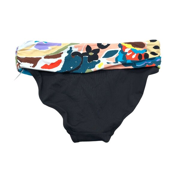 Anne Cole Bikini Bottom Foldover Brief Floral Black Colorful M - Picture 2 of 3